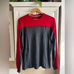Smartwool Merino Wool Long Sleeve Shirt Base Layer Red Black Large Men Sport 250